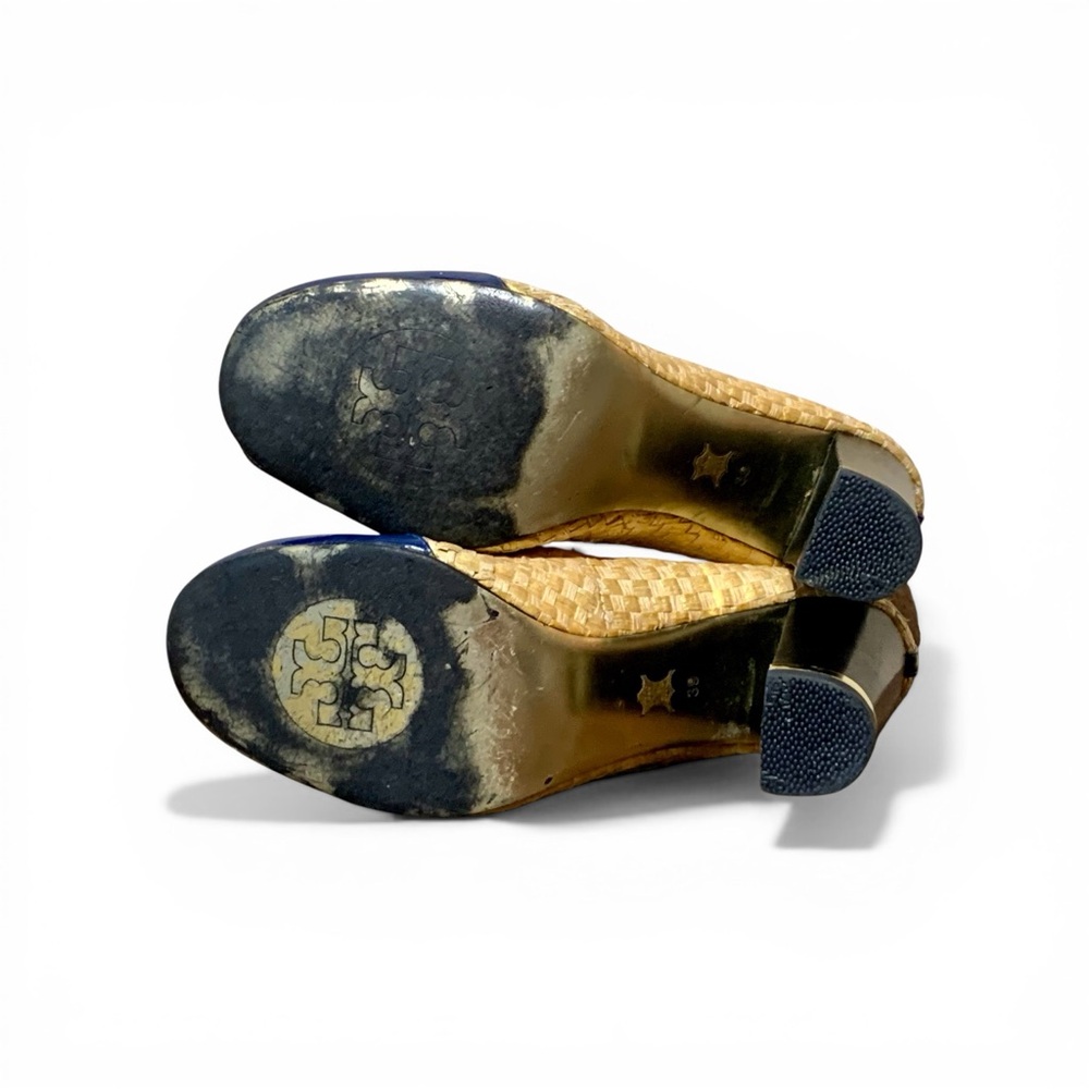 Tory Burch Woven Rattan Block Heeled Pumps #A788-1 33 Size 8.5 - Picture 9 of 10